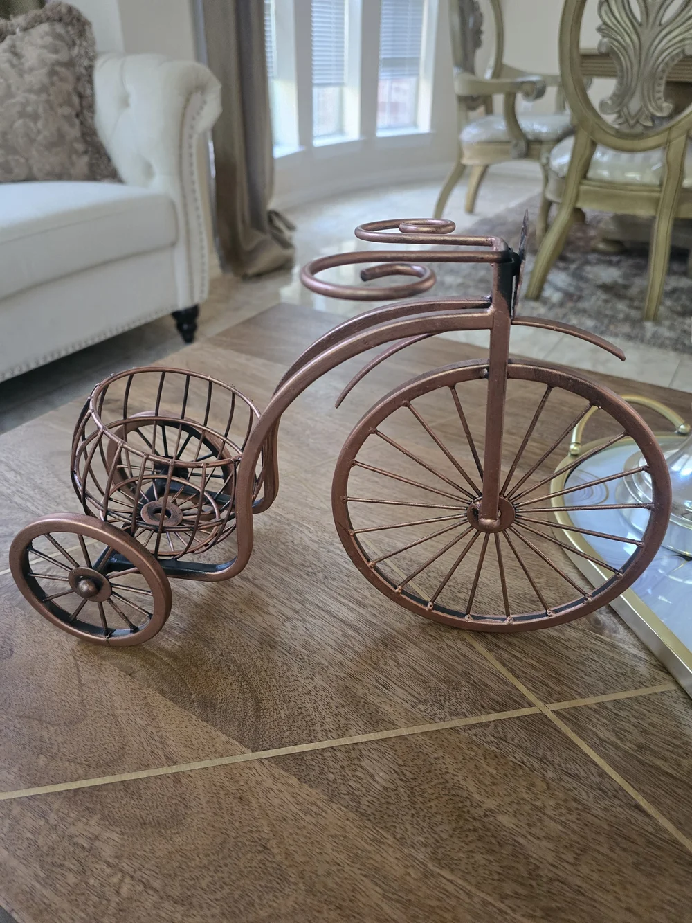 Copper Tricycle Wine Bottle Holder - Decorative Bar Accent